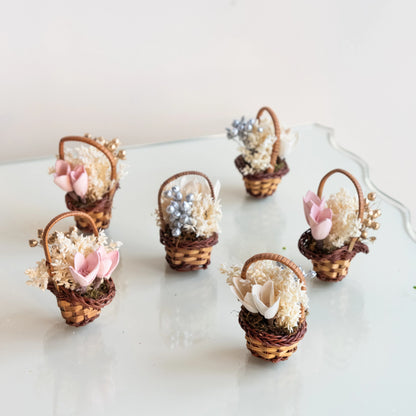 Floral Mini Basket- Pink and White (Set of 6)