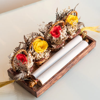 Floral Mini Basket- Red and Yellow (Set of 6)