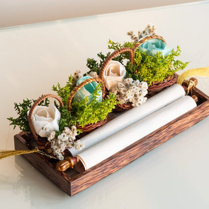 Floral Mini Basket- Blue and White (Set of 6)