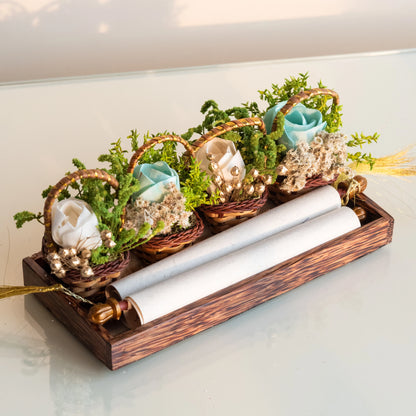 Floral Mini Basket- Blue and White (Set of 6)