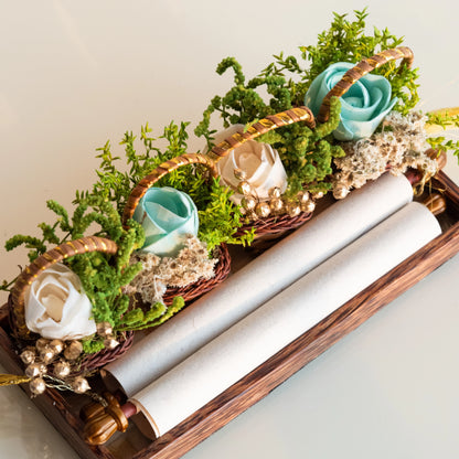 Floral Mini Basket- Blue and White (Set of 6)