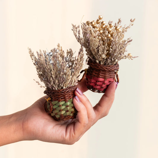 Floral Mini Basket- Gold and Silver (Set of 6)