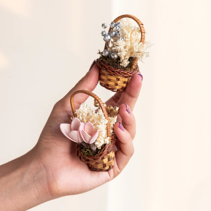 Floral Mini Basket- Pink and White (Set of 6)