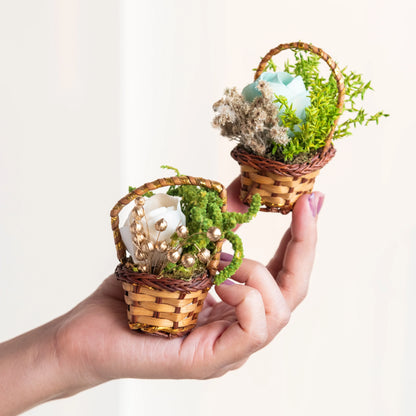 Floral Mini Basket- Blue and White (Set of 6)