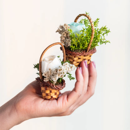 Floral Mini Basket- Blue and White (Set of 6)