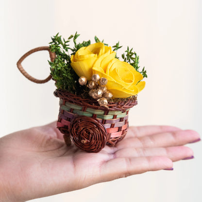Floral Mini Yellow Basket (Set of 6)