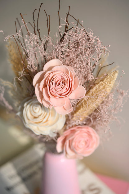 Pink Aura Bunch with Metal Vase