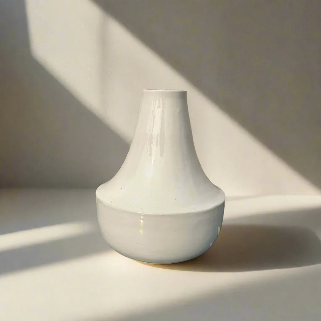 White mirage metal vase