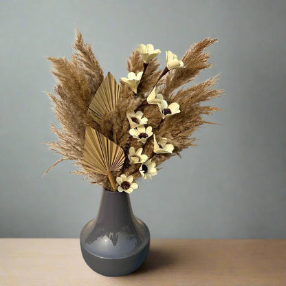 Boho Garden Bunch in grey mirage metal vase