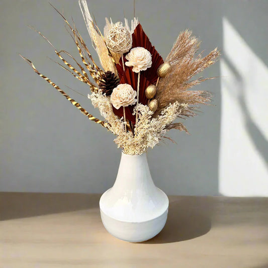Golden Sunset Bunch In White Mirage Metal Vase