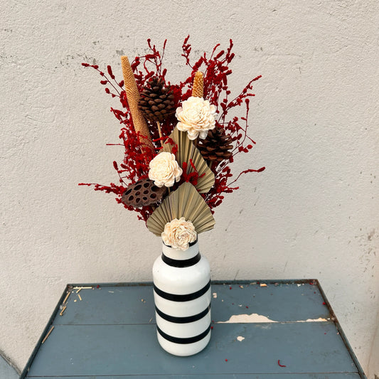 Scarlet Bunch In Retro Metal Vase