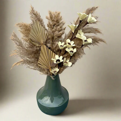 Boho Garden Bunch in green mirage metal vase