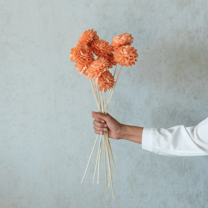 Peachy Sola Wood Flowers Sticks (10 Sticks)