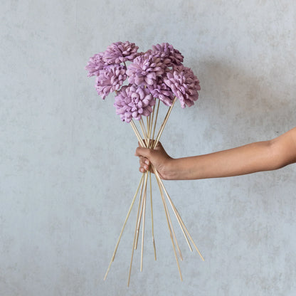 Lilac Sola Wood Flowers Sticks (10 Sticks)